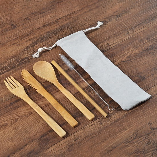 Bamboo Straw and Cutlery Travel Sets