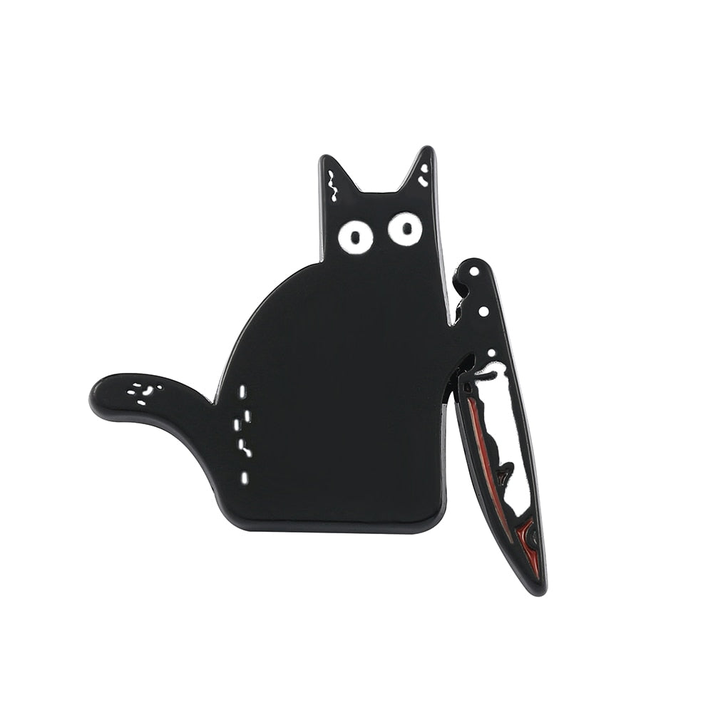 Cute little kitty with a big shiny blade Pin Badge
