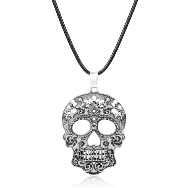 Day Of The Dead Skull Pendant Necklace