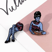 Load image into Gallery viewer, Beetlejuice Lady in Two Halves Enamel Pin Badges
