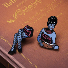 Load image into Gallery viewer, Beetlejuice Lady in Two Halves Enamel Pin Badges
